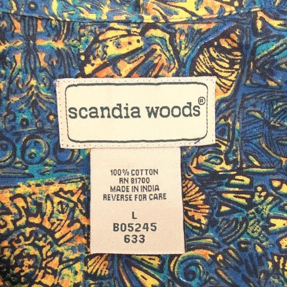 Scandia Woods Mens Multicolor Button Down Short Sleeve Cotton Shirt -Size L -GUC - Picture 4 of 10